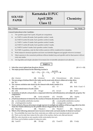 Karnataka II PUC Chapter-wise & Topic-wise Question Bank Class 12 Chemistry | 1550+ Questions, Revision Notes, Mind Maps, Mnemonics, Fully Solved PYQs (2026–2017) | 2027 Board Exam | oswaal.ai