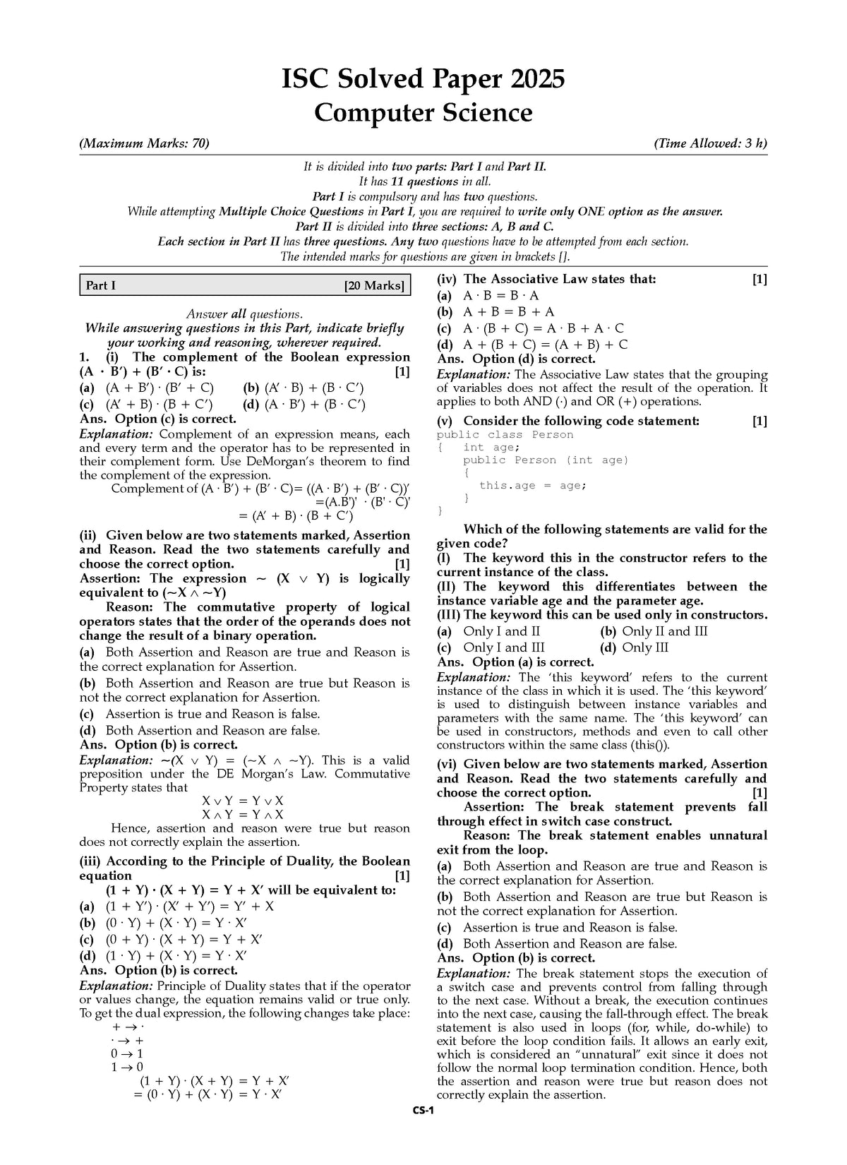 ISC 10 Previous Years' Solved papers and Competency Focused Questions Chapter-wise Class 12 PCM (Set of 2 Books) for 2026 Board Exams - Oswaal Books