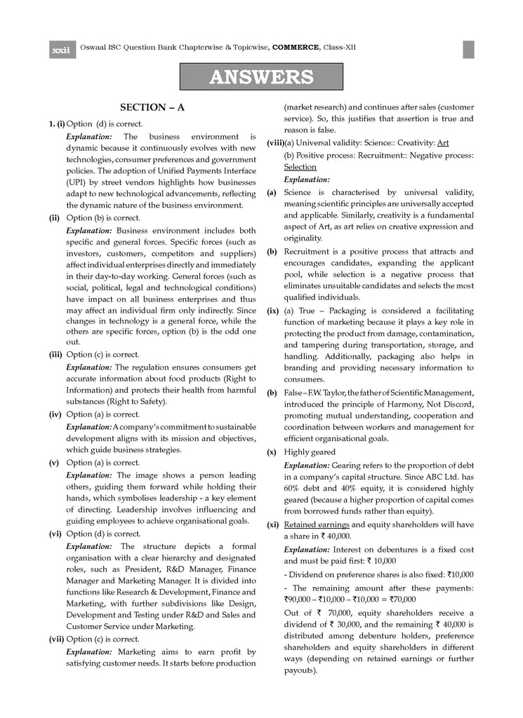 ISC Question Bank Chapterwise & Topicwise Solved Papers Class 12 Commerce For 2026 Exam
