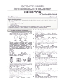 SSC (Staff Selection Commission) | Stenographer Grade C & D | 17 Previous Solved Papers | Year-wise | 2017 to 2024 | For 2025 Exam