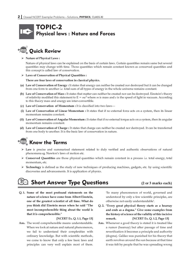 NCERT Exemplar (Problems - Solutions) Class 11 Physics Book For Latest Exam