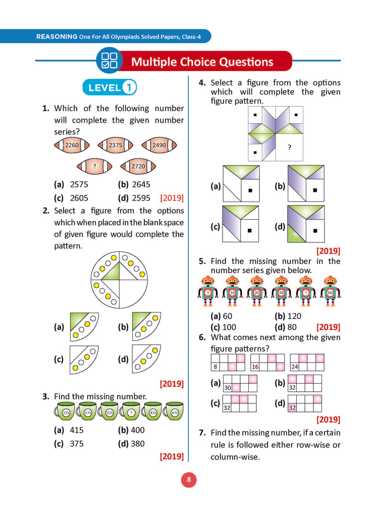 One For All Olympiad Previous Years' Solved Papers Class 4 (Set of 6 Books) Maths, English, Science, Reasoning, Cyber & General Knowledge (For 2024-25 Exam)