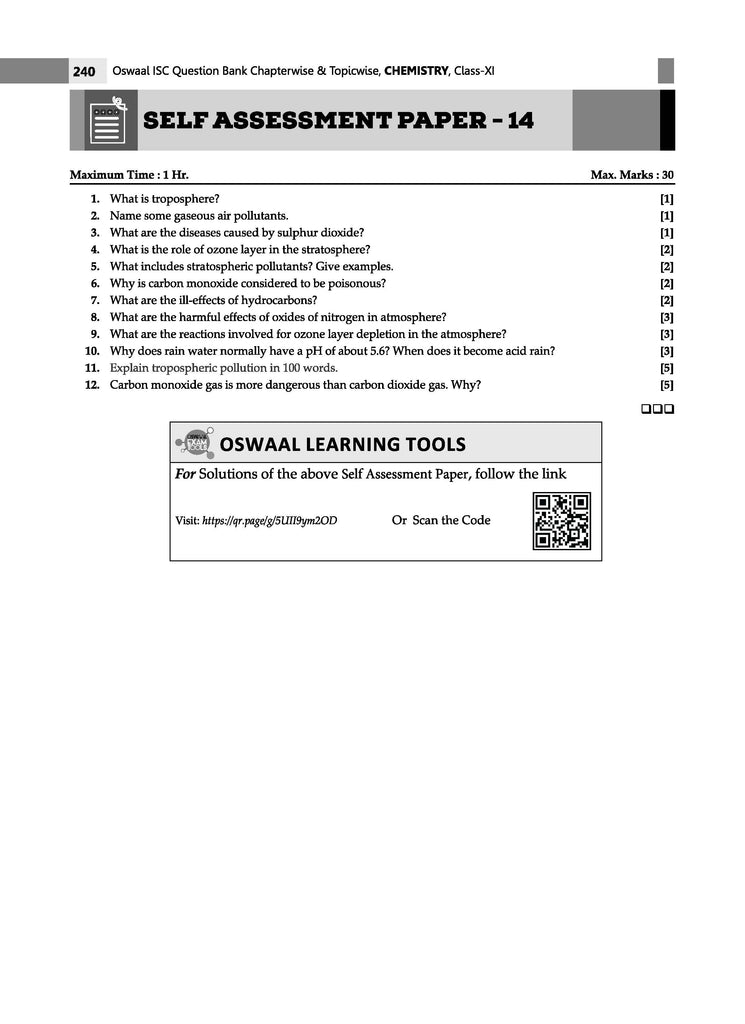 ISC  Question Bank Class 11 Chemistry | Chapterwise | Topicwise  | Solved Papers  | For 2025 Exams