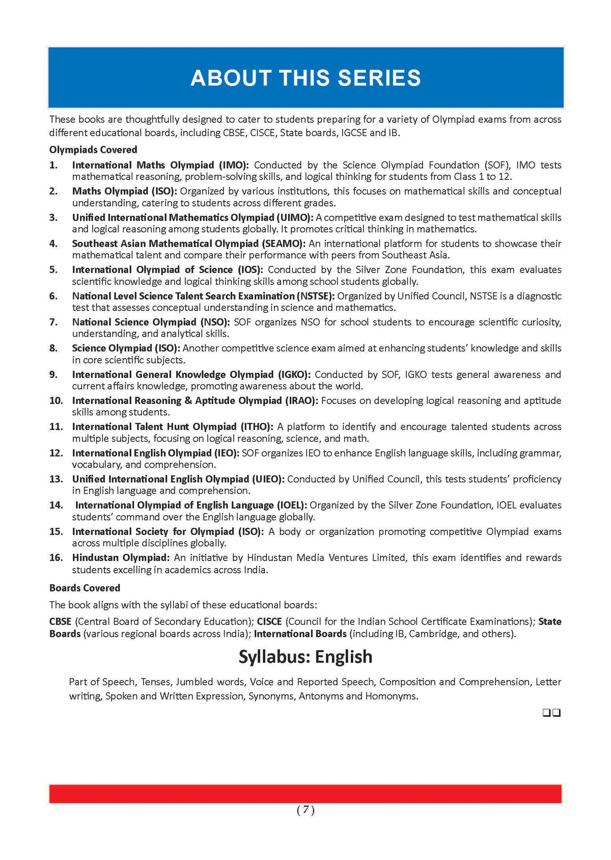 Oswaal One For All Olympiads Class 7 English Prep-Guide, Chapter-wise Previous Years' Solved Papers + Workbook (Set of 2 Books) | Questions for SOF IEO & Other Olympiad Exams 2026