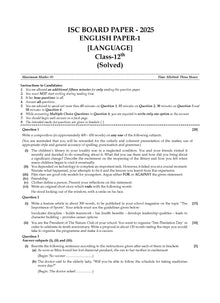 ISC 10 Previous Years' Solved papers year-wise 2015-2025, Class-12, Science:PCB: Physics, Chemistry, Biology, English 1, English 2, Hindi, Computer science (For 2026 Exam)