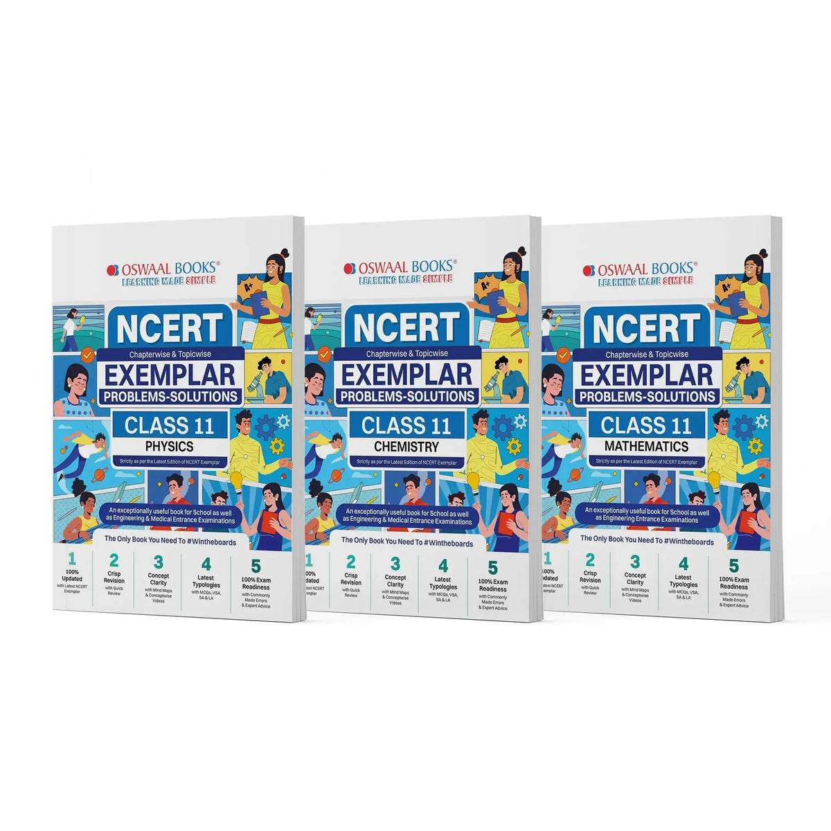 NCERT Exemplar (Problems - Solutions) Class 11 Physics, Chemistry and Mathematics (Set of 3 Books) For Upcoming Exam