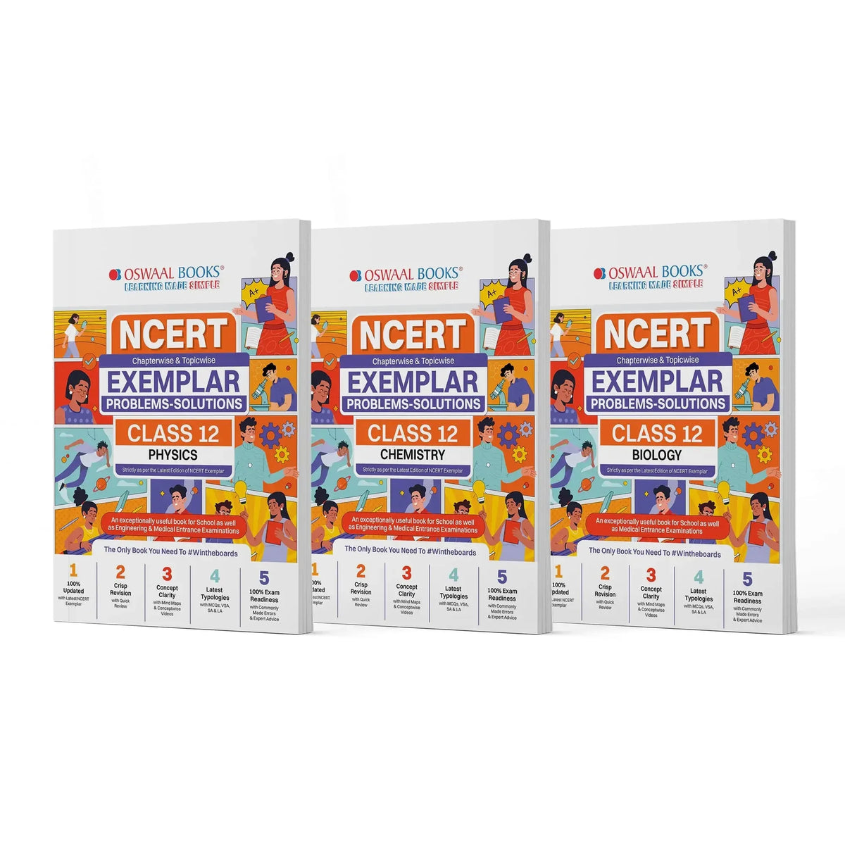 NCERT Exemplar (Problems - Solutions) Class 12 Physics, Chemistry and Biology (Set of 3 Books) For Upcoming Board Exam