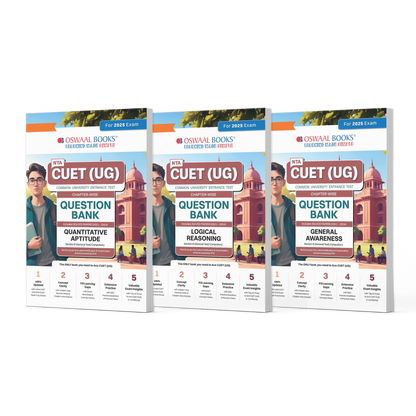NTA CUET (UG) Question Bank | Quantitative Aptitude, General Awareness & Logical Reasoning (Set of 3 Books) | For 2025 Exam