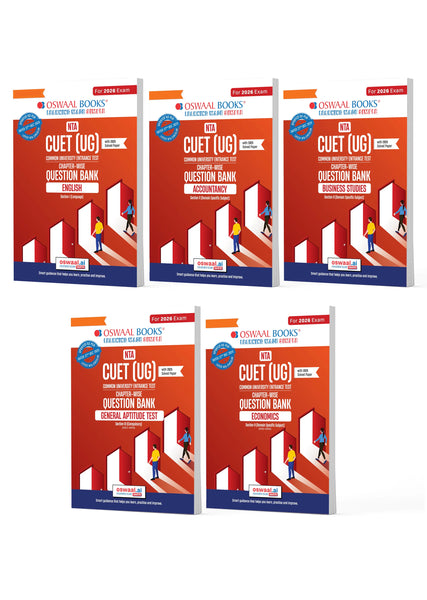 NTA CUET (UG) Question Banks | Chapterwise & Topicwise | English, Accountancy, Business Studies, General Test & Economics | Set of 5 Books | Entrance Exam Preparation Books 2026