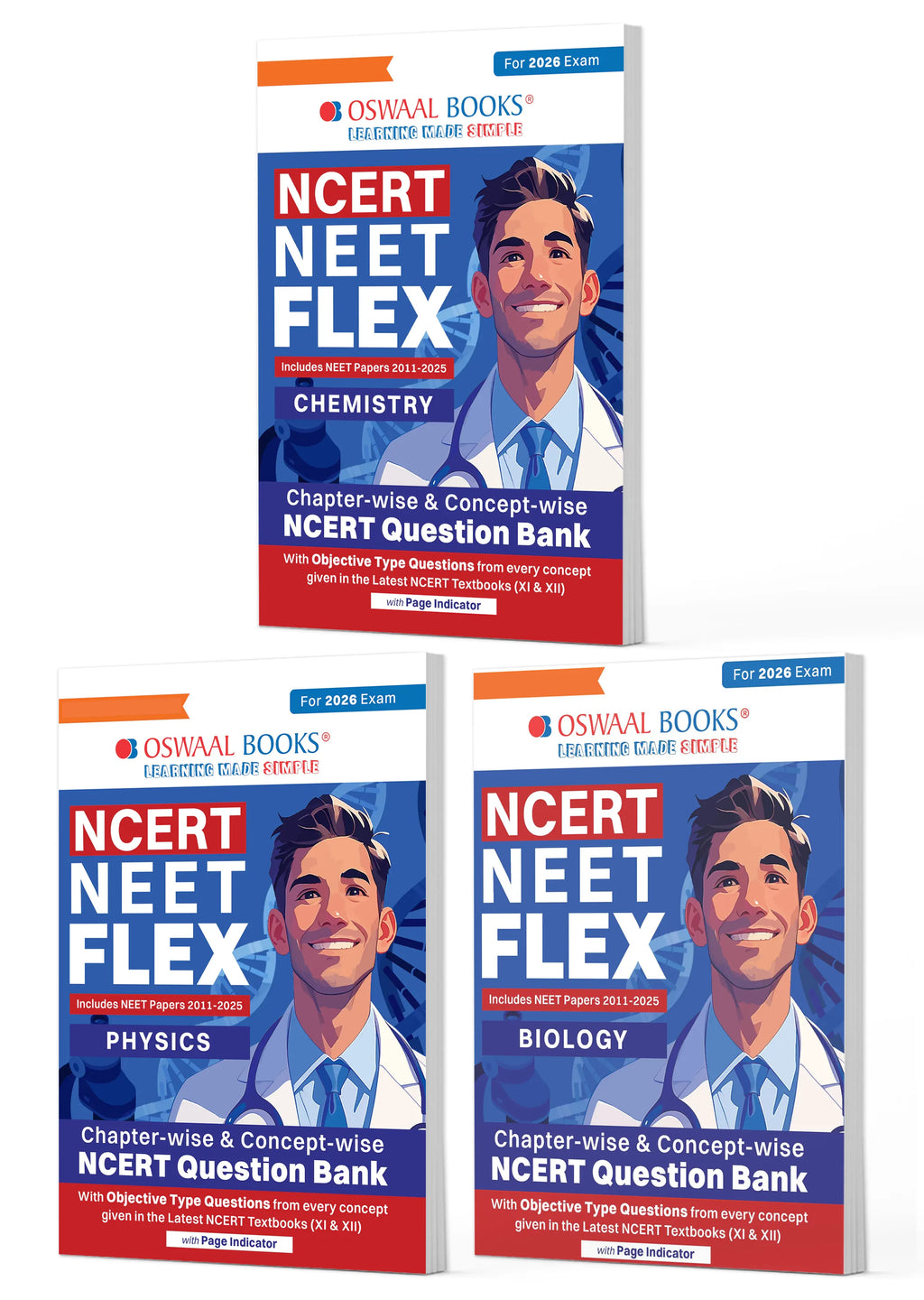 Cover of NCERT NEET FLEX Physics, Chemistry & Biology (Set of 3) by Oswaal Books