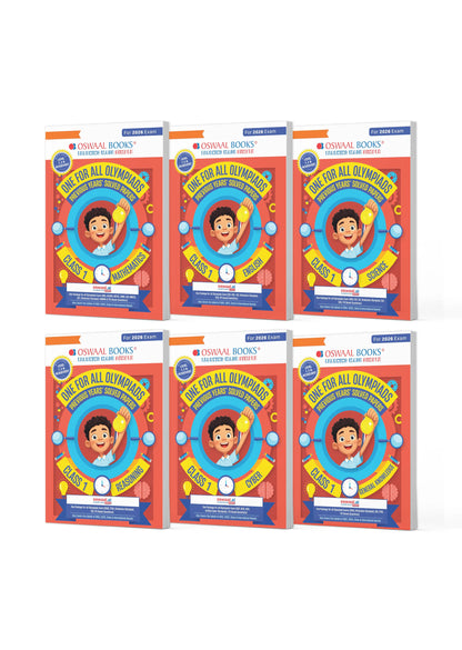 One For All Olympiad Chapter-wise Previous Years' Solved Papers, Prep-Guide Class 1 (Set of 6 Books) Maths, English, Science, Reasoning, Cyber & General Knowledge (For 2026 Exam)