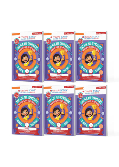 One For All Olympiad Chapter-wise Previous Years' Solved Papers, Prep-Guide Class 2 (Set of 6 Books) Maths, English, Science, Reasoning, Cyber & General Knowledge (For 2026 Exam)