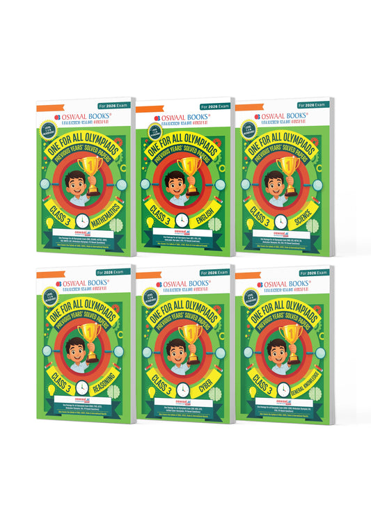 One For All Olympiad Chapter-wise Previous Years' Solved Papers, Prep-Guide Class 3 (Set of 6 Books) Maths, English, Science, Reasoning, Cyber & General Knowledge (For 2026 Exam)