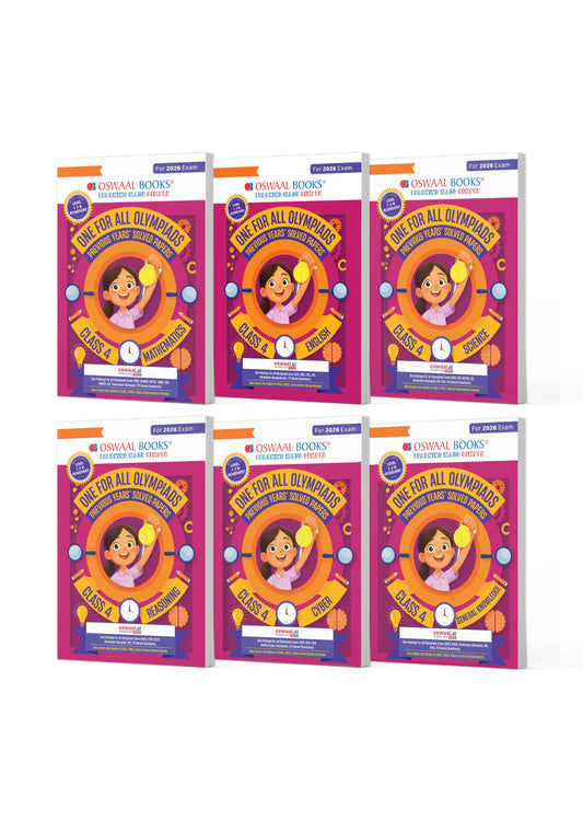 One For All Olympiad Chapter-wise Previous Years' Solved Papers, Prep-Guide Class 4 (Set of 6 Books) Maths, English, Science, Reasoning, Cyber & General Knowledge (For 2026 Exam)