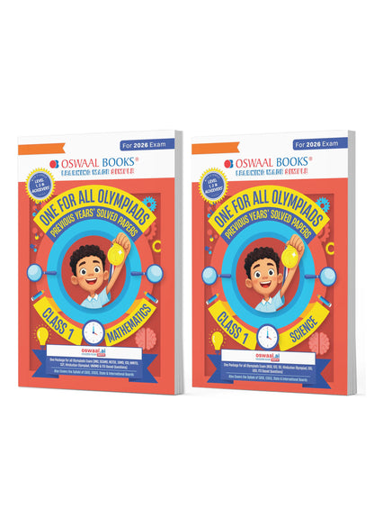 Oswaal One For All Olympiad Chapter-wise Previous Years's Solved Papers, Prep-Guide Class 1 (Set of 2 Books) Maths & Science For 2026 Exam