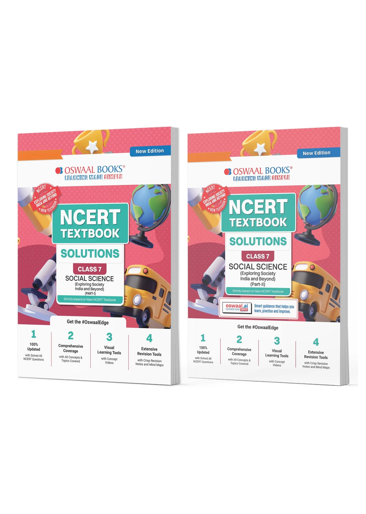 Oswaal NCERT Textbook Solutions Class 7 Social Science (Exploring Society India And Beyond) Part-1 & Part-2 | Set of 2 Books | For Latest Exam
