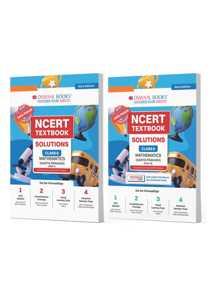 Oswaal NCERT Textbook Solutions Class 8 Mathematics (Ganita Prakash) Part-1 & Part-2 | Set of 2 Books | For Latest Exam