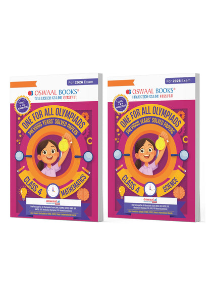 Oswaal One For All Olympiad Chapter-wise Previous Years's Solved Papers, Prep-Guide Class 4 (Set of 2 Books) Maths & Science For 2026 Exam