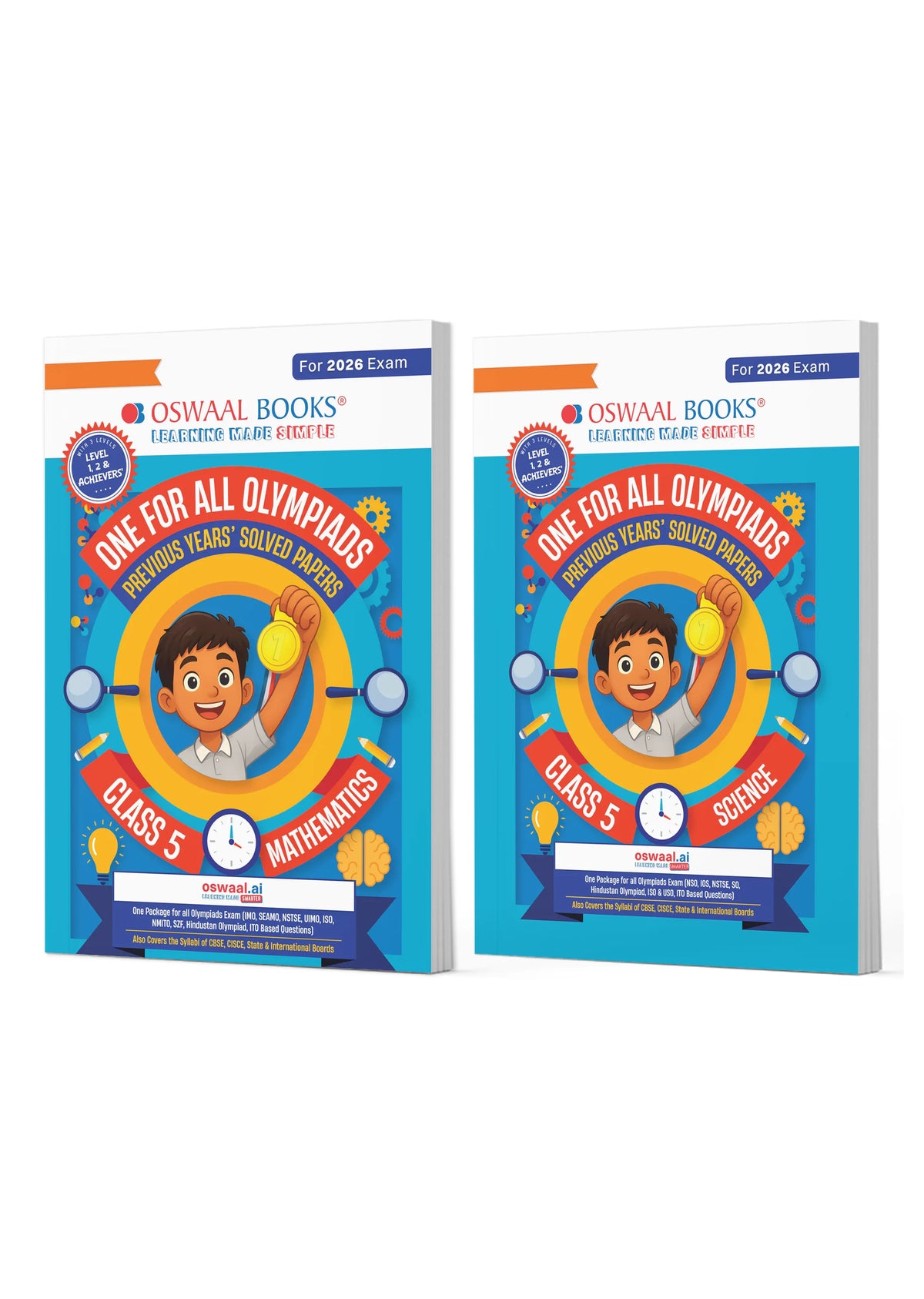 Oswaal One For All Olympiad Chapter-wise Previous Years's Solved Papers, Prep-Guide Class 5 (Set of 2 Books) Maths & Science For 2026 Exam