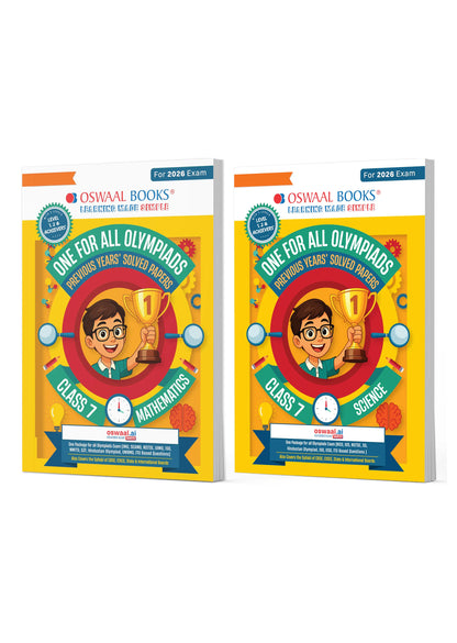 Oswaal One For All Olympiad Chapter-wise Previous Years's Solved Papers, Prep-Guide Class 7 (Set of 2 Books) Maths & Science For 2026 Exam