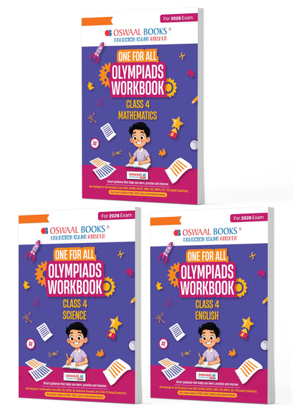 Oswaal One For All Olympiad Workbook Class 4 (Set of 3 Books) Maths, Science & English For 2026 Exam