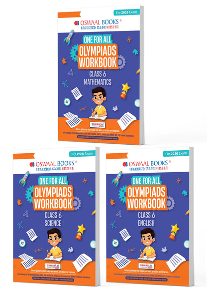 Oswaal One For All Olympiad Workbook Class 6 (Set of 3 Books) Maths, Science & English For 2026 Exam
