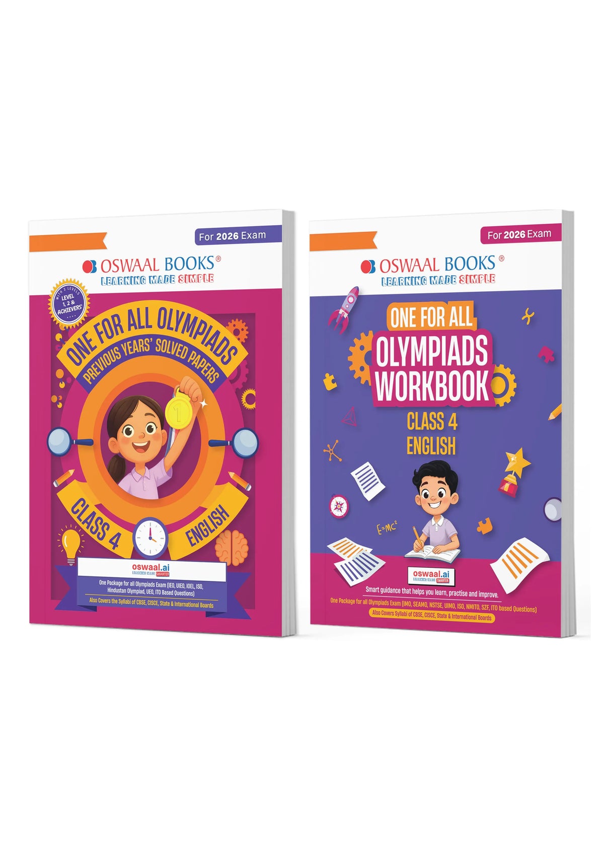 Oswaal One For All Olympiads Class 4 English Prep-Guide, Chapter-wise Previous Years' Solved Papers + Workbook (Set of 2 Books) | Questions for SOF IEO & Other Olympiad Exams 2026
