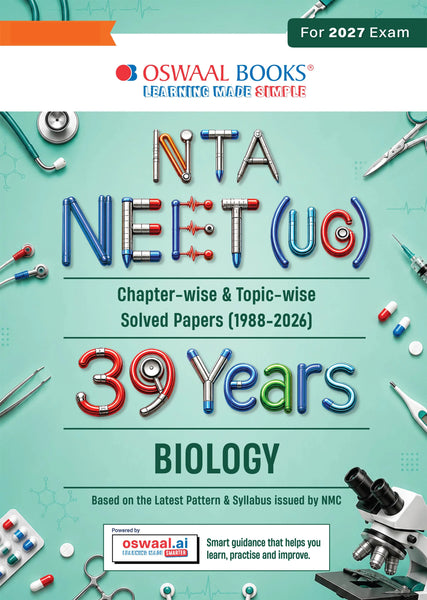 NEET 39 Years’ Chapter-wise & Topic-wise Question Bank-Biology (1988-2026) |3rd May 2026 Paper Fully Solved | With Revision Notes, Mind Maps & Mnemonics | Oswaal AI