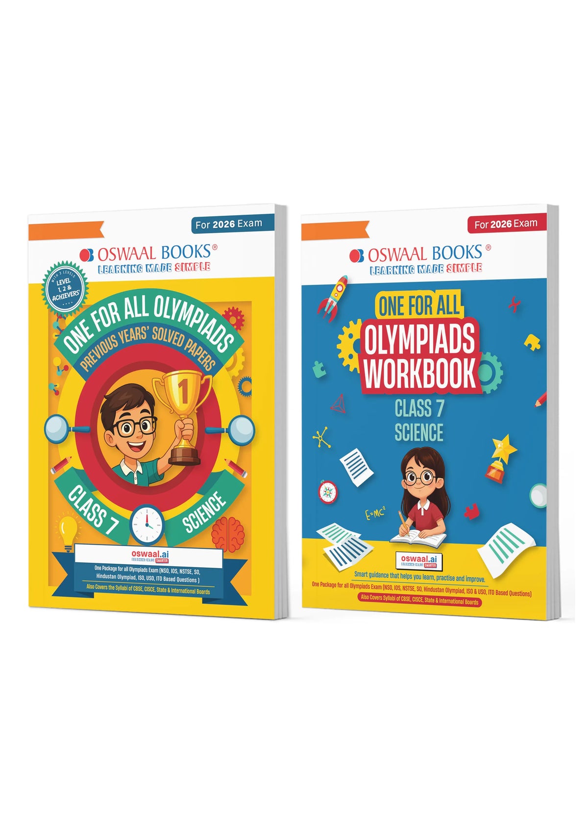 Oswaal One For All Olympiads Class 7 Science Prep-Guide | Chapter-wise Previous Years' Solved Papers+ Workbook (Set of 2 Books) | Questions for SOF NSO & Other Olympiad Exams 2026