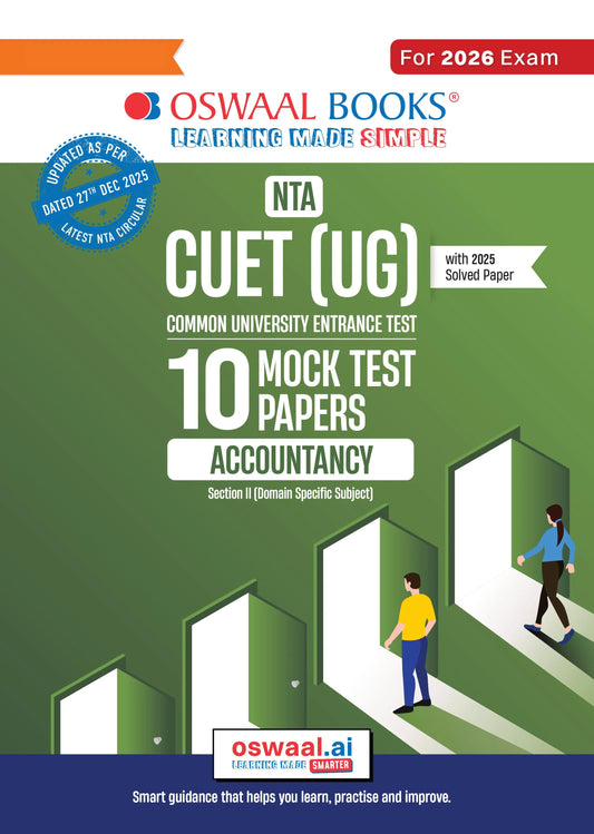 NTA CUET (UG) 10 Mock Test Papers Accountancy For 2026 Exam (Section-II) (as per latest 27 Dec., notification) | 500+ MCQs for Practice | Includes 2025 Paper- fully solved | With Oswaal AI