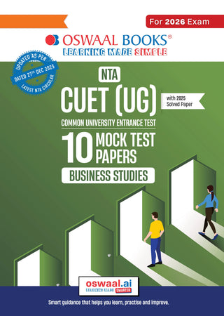 NTA CUET (UG) 10 Mock Test Papers Business Studies For 2026 Exam (Section –II) (as per latest 27 Dec., notification) | 500+ MCQs for Practice | Includes 2025 Paper- fully solved | With Oswaal AI