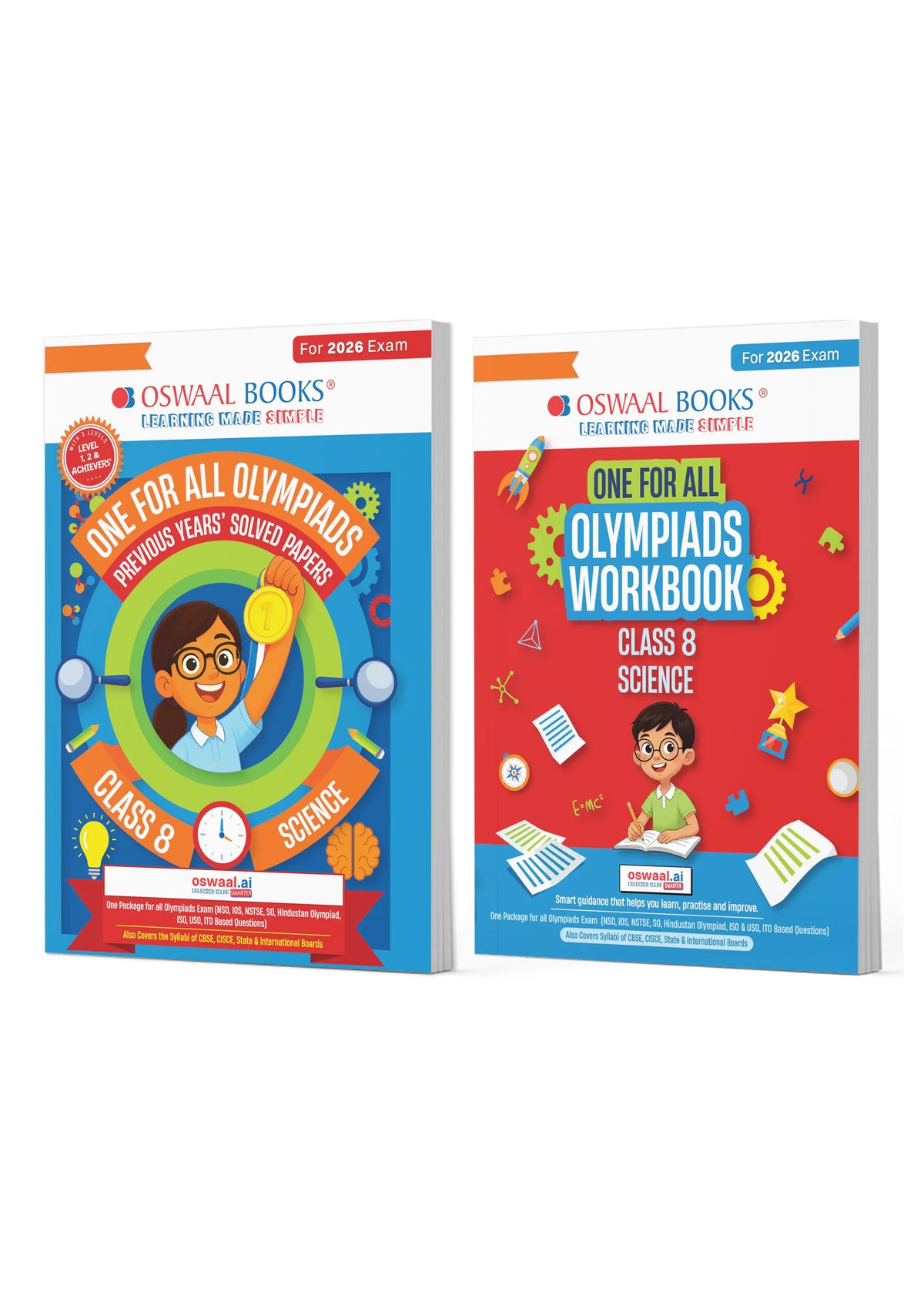Oswaal One For All Olympiads Class 8 Science Prep-Guide | Chapter-wise Previous Years' Solved Papers+ Workbook (Set of 2 Books) | Questions for SOF NSO & Other Olympiad Exams 2026