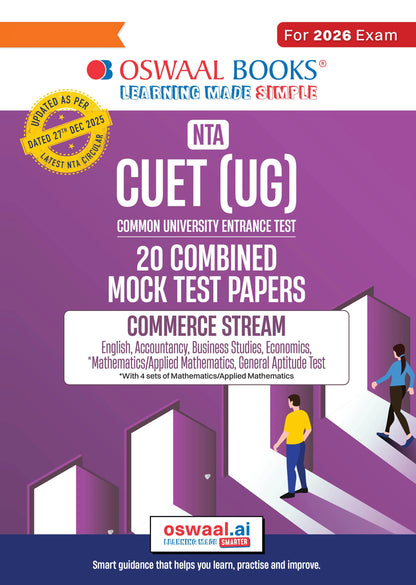 NTA CUET (UG) 20 Combined Mock Test Papers | Commerce Stream (English, Accountancy, Business Studies, Economics, Maths, General Aptitude Test) For 2026 Exam | With New Syllabus & Pattern Released on 27 December 2025