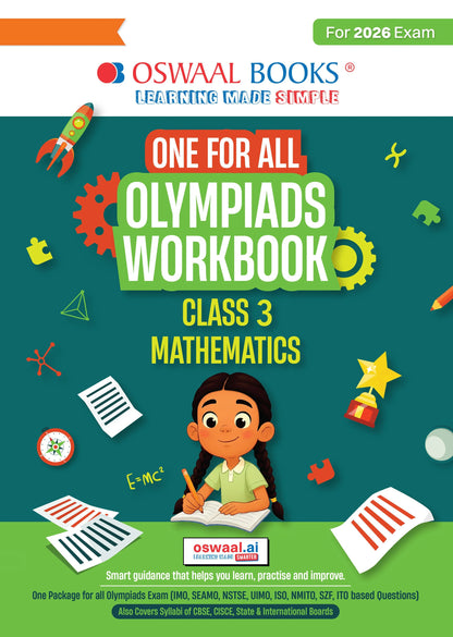 Oswaal One For All Olympiads Workbook Class 3 Maths | Questions for SOF IMO & Other Olympiad Exams 2026 | With Sample Practice Papers & Oswaal.AI