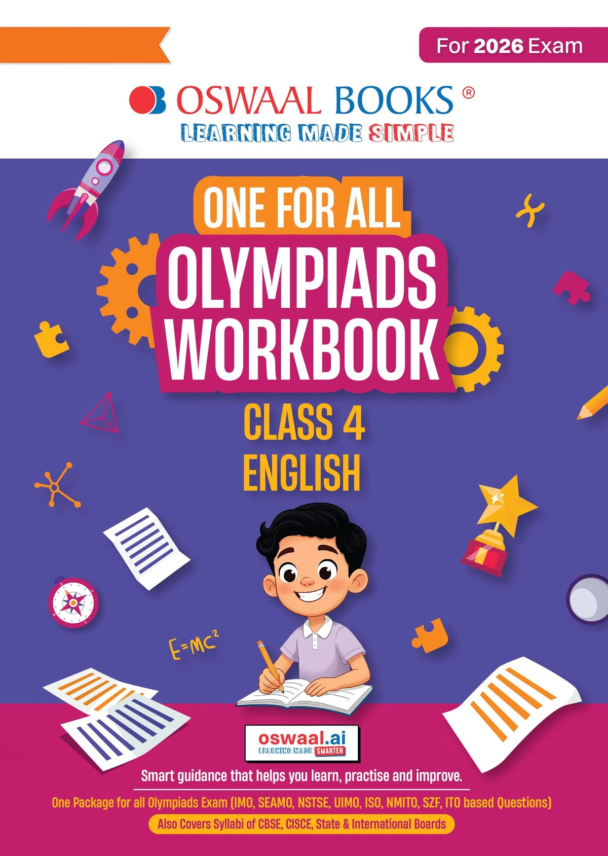 Oswaal One For All Olympiads Workbook Class 4 English | Questions for SOF IEO & Other Olympiad Exams 2026 | With Sample Practice Papers & Oswaal.AI