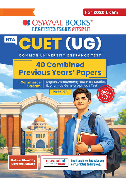 NTA CUET (UG) 40 Combined Previous Years’ Solved Papers (2022-25)| Commerce  Stream (English, Accountancy, Business Studies, Economics & General Aptitude Test) For 2026 Exam