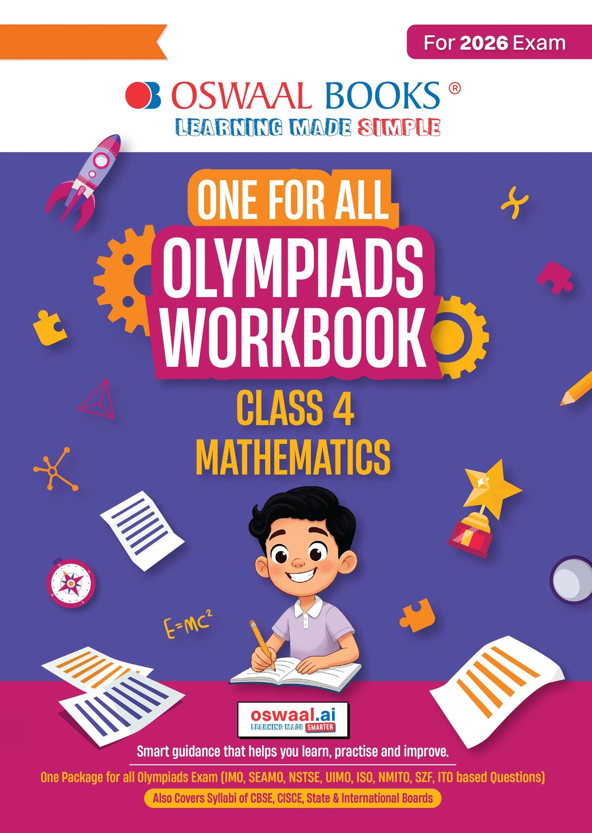 Oswaal One For All Olympiads Workbook Class 4 Maths | Questions for SOF IMO & Other Olympiad Exams 2026 | With Sample Practice Papers & Oswaal.AI