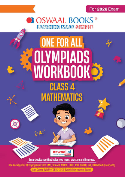 Oswaal One For All Olympiads Workbook Class 4 Maths | Questions for SOF IMO & Other Olympiad Exams 2026 | With Sample Practice Papers & Oswaal.AI