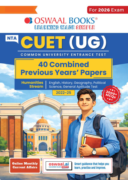NTA CUET (UG) 40 Combined Previous Years’ Solved Papers (2022-25)| Humanities Stream (English, History, Geography, Political Science, General Aptitude Test) For 2026 Exam