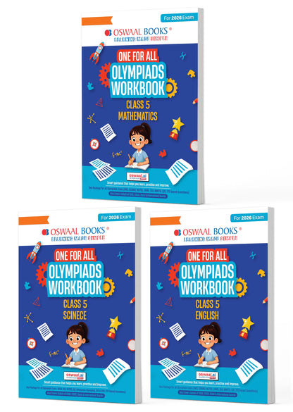 Oswaal One For All Olympiads Workbook Class 5 (Set of 3 Books) Maths, Science & English For 2026 Exam