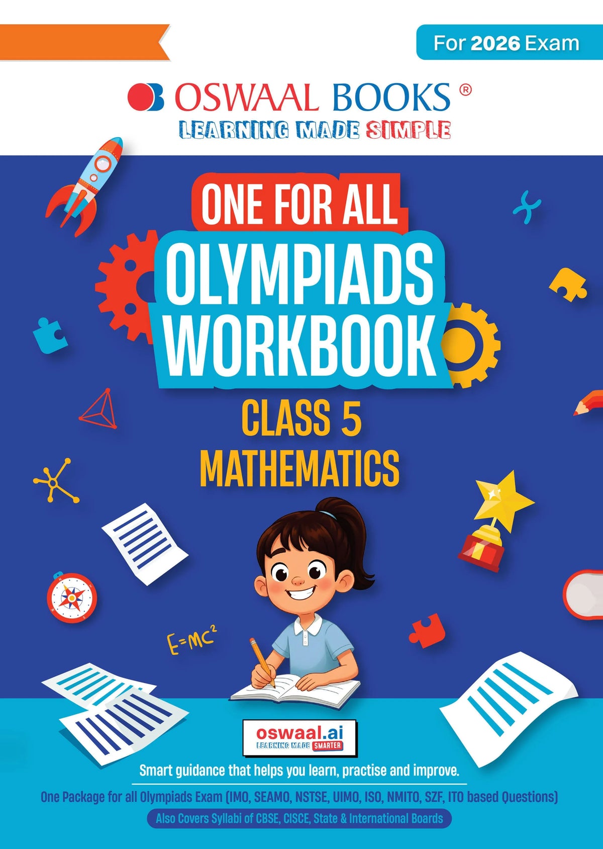 Oswaal One For All Olympiads Workbook Class 5 Maths | Questions for SOF IMO & Other Olympiad Exams 2026 | With Sample Practice Papers & Oswaal.AI