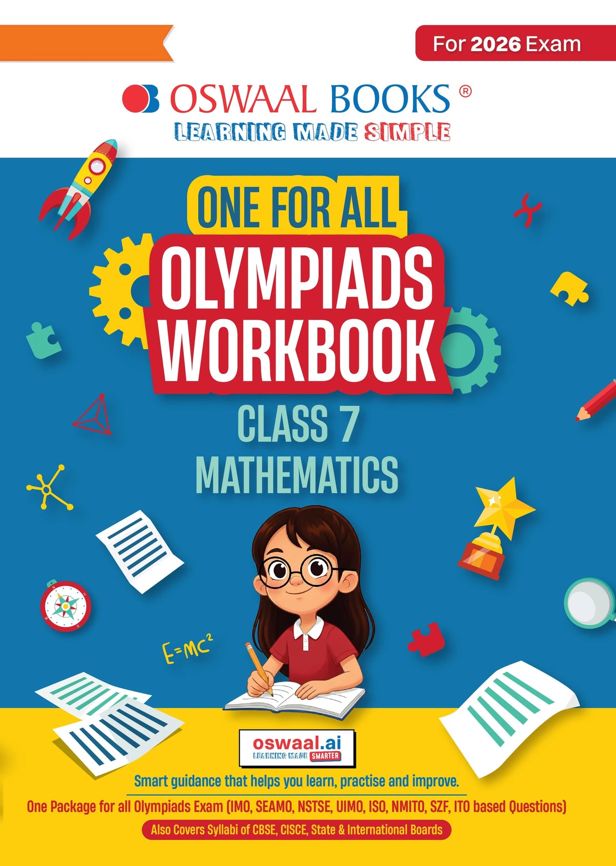 Oswaal One For All Olympiads Workbook Class 7 Maths | Questions for SOF IMO & Other Olympiad Exams 2026 | With Sample Practice Papers & Oswaal.AI