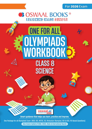 One For All Olympiads Workbook Class 8 Science | Questions for SOF NSO & Other Olympiad Exams 2026 | With Sample Practice Papers & Oswaal.AI