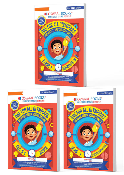 Oswaal One for All Olympiads | Class 1 Maths, Science, GK | Chapter-wise Previous Years' Solved Papers | Prep-Guide With Level 1, 2 & Achievers Section (Set of 3 Books) For 2026 Exam