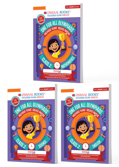 One for All Olympiads | Class 2 Maths, Science, English | Chapter-wise Previous Years' Solved Papers | Prep-Guide With Level 1, 2 & Achievers Section (Set of 3 Books) For 2026 Exam