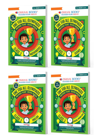 One for All Olympiads | Class 3 Maths, Science, English, GK | Chapter-wise Previous Years' Solved Papers | Prep-Guide With Level 1, 2 & Achievers Section (Set of 4 Books) For 2026 Exam