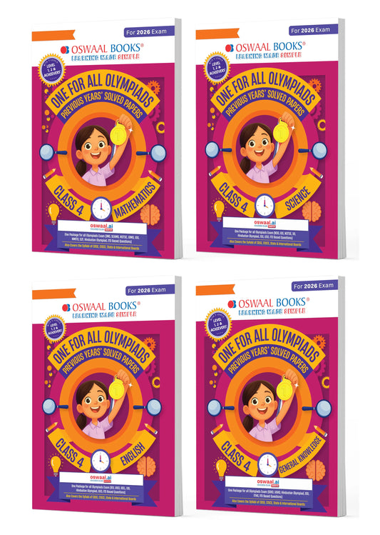 One for All Olympiads | Class 4 Maths, Science, English, GK | Chapter-wise Previous Years' Solved Papers | Prep-Guide With Level 1, 2 & Achievers Section (Set of 4 Books) For 2026 Exam