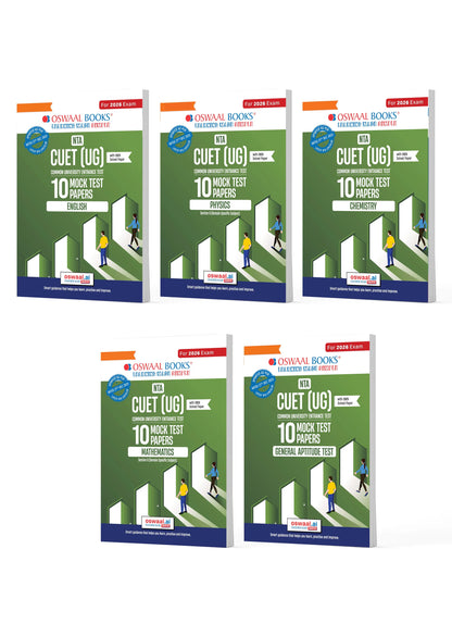 NTA CUET (UG) Mock Test Papers | English, Physics, Chemistry, Maths & General Aptitude Test (Set of 5 Books) | For 2026 Exam | Includes 2025 Paper- fully solved | With Oswaal AI