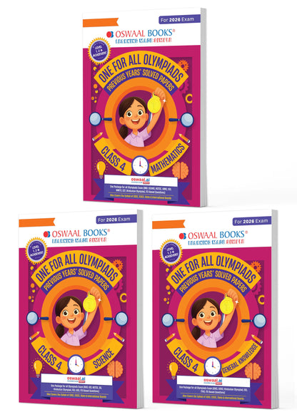Oswaal One for All Olympiads | Class 4 Maths, Science, GK | Chapter-wise Previous Years' Solved Papers | Prep-Guide With Level 1, 2 & Achievers Section (Set of 3 Books) For 2026 Exam