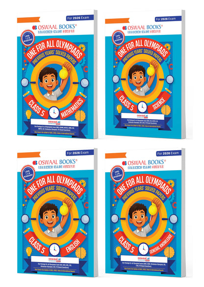 One for All Olympiads | Class 5 Maths, Science, English, GK | Chapter-wise Previous Years' Solved Papers | Prep-Guide With Level 1, 2 & Achievers Section (Set of 4 Books) For 2026 Exam
